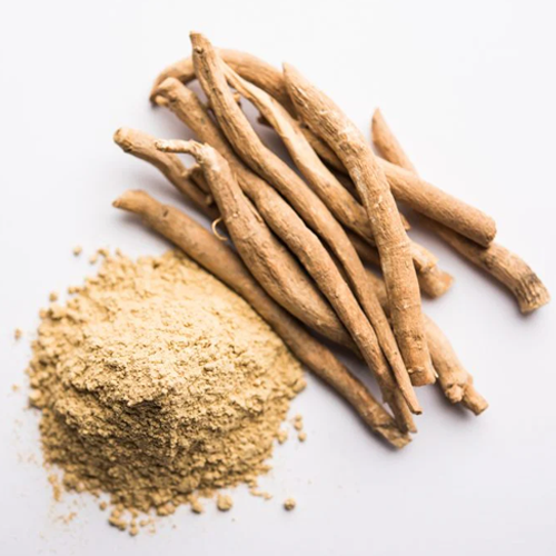 a pile of powder and sticks ashwagandha